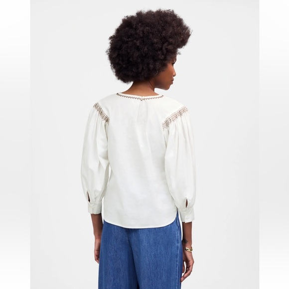 Madewell Embroidered Poplin Balloon-Sleeve Top small NEW Boho cotton cottagecore - Picture 12 of 13